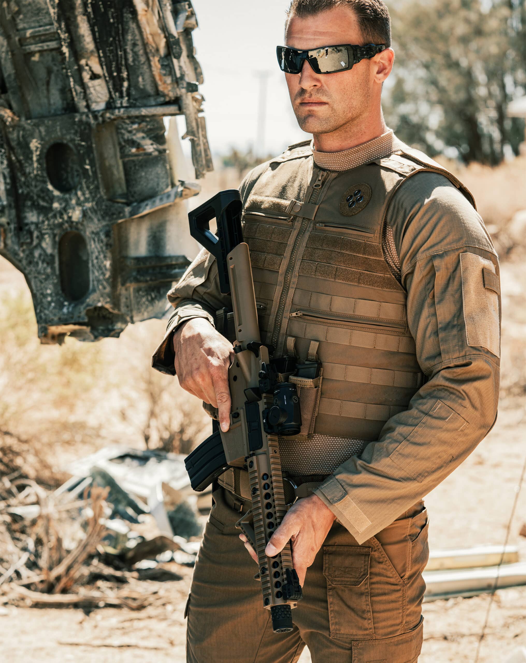 Police Officer wearing Patrol Bulletproof Vest in Black