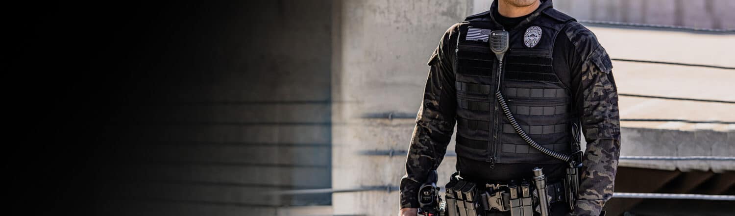 Security guard wearing Patrol Laser-Cut Bulletproof Vest