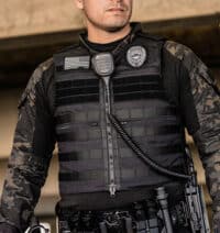Police Officer wearing black Patrol Bulletproof Vest Level 3A