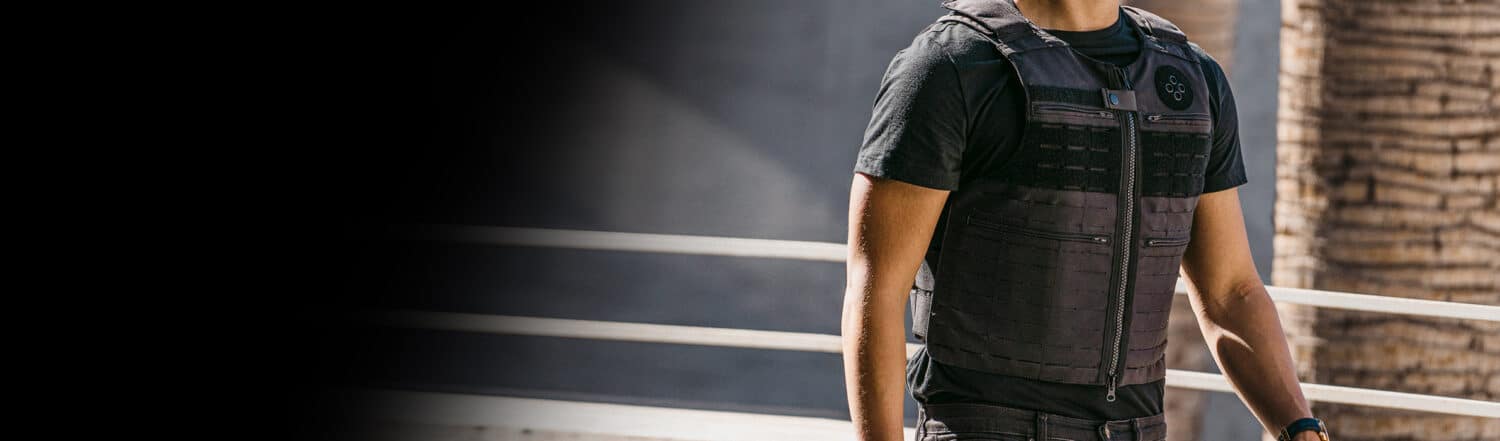 Security guard wearing Patrol Laser-Cut Bulletproof Vest