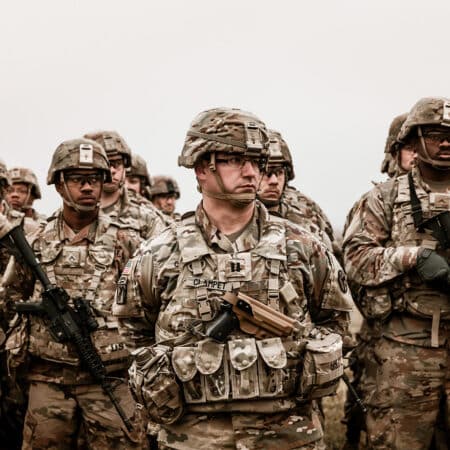 Soldiers wearing armor